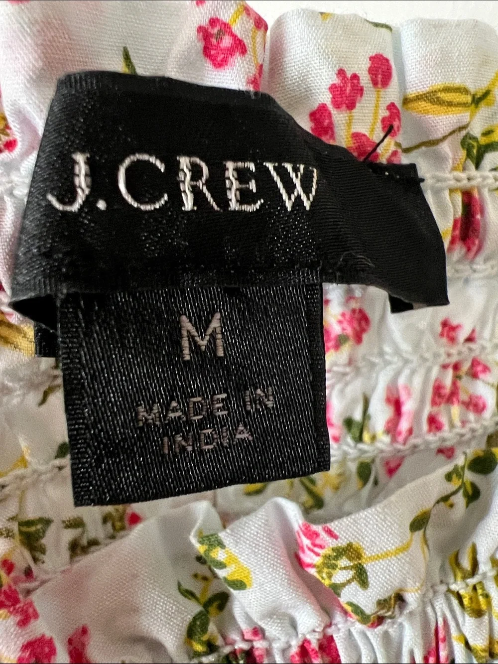 J. Crew White Dress with Pink and Green Floral Print